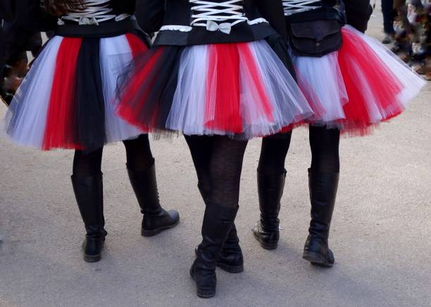 istock multi colored tulle striped skirt during carnival 900669350