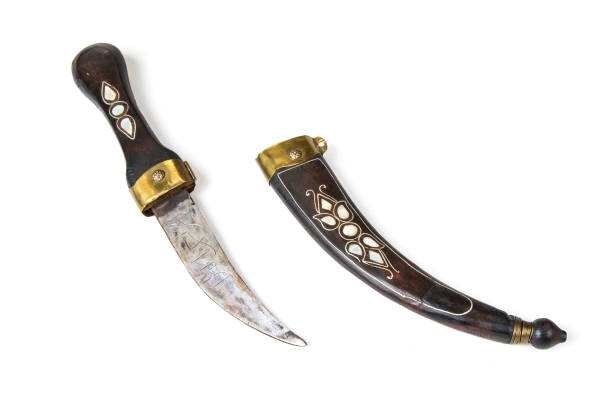 istock Old historic ottoman kinfe on the white background 900677404