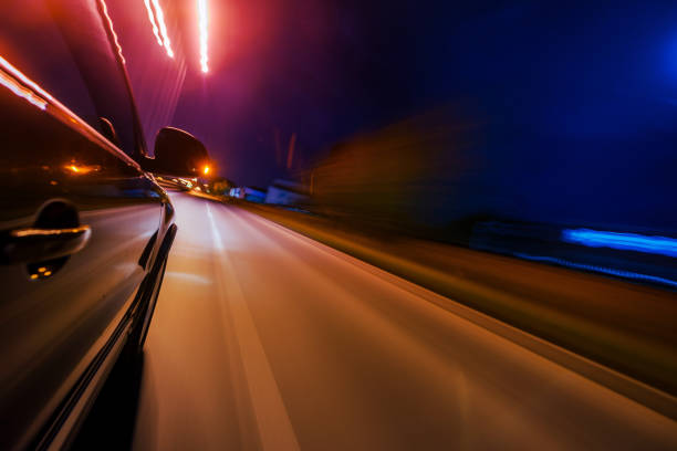 istock Car on the road with motion blur background. 900679572