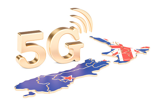 5G in New Zealand concept, 3D rendering isolated on white background