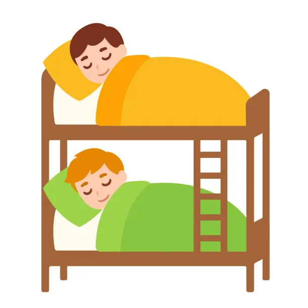 Vector illustration of Kids sleeping in bunk bed