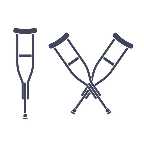 illustrations, cliparts, dessins animés et icônes de icône de vecteur de béquilles - crutch