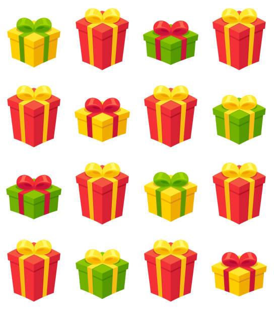 ilustrações de stock, clip art, desenhos animados e ícones de gift box pattern - gift box white background decoration birthday