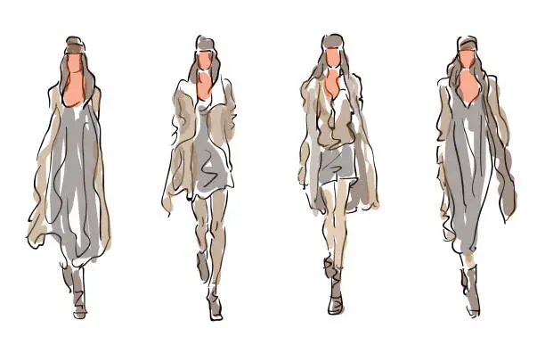 Vector illustration of Sketched Fashion Women