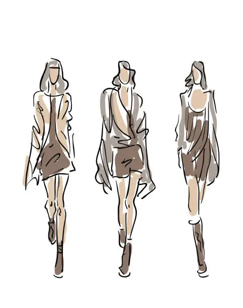 Vector illustration of Sketch Fashion Women Models