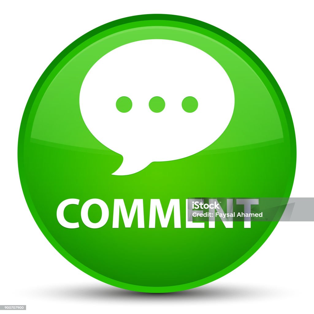 Green Comment Button Comment Special Green Round Button Stock Illustration - Download Image ...