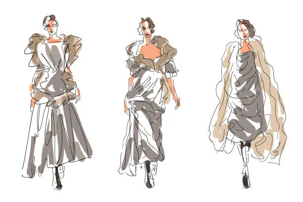 Vector illustration of Sketch Fashion Women