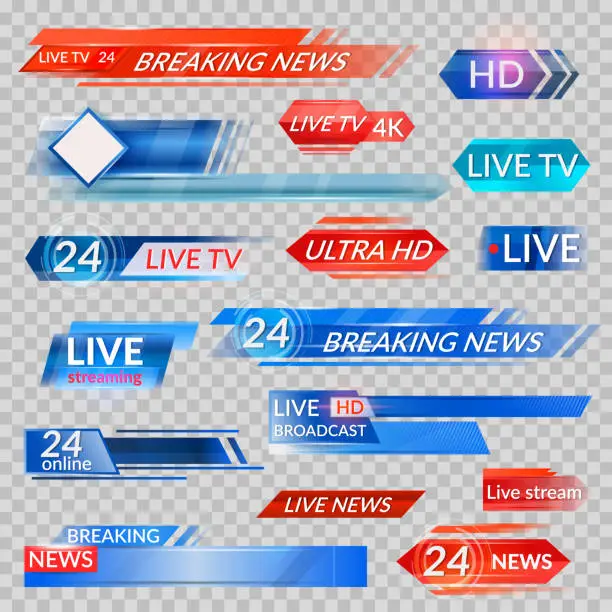 Vector illustration of Tv news and streaming video banners