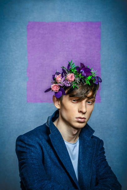 istock portrait of a man with flowers 900718156