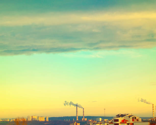 urban ecologist scenery with industrial pipes and endless sky