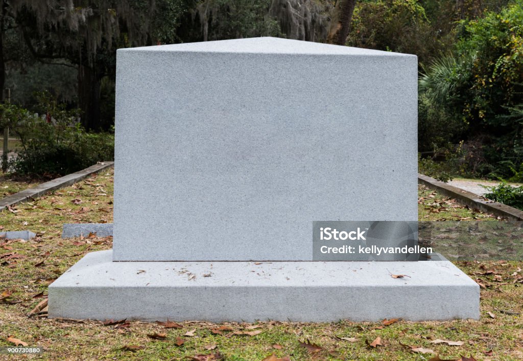 Empty Marble Gravestone in Historic Cemetery Empty Marble Gravestone in Historic Cemetery in Southern USa Monument Stock Photo