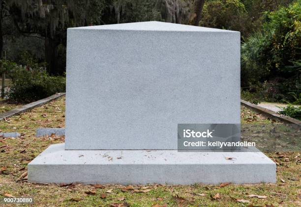 Empty Marble Gravestone In Historic Cemetery Stock Photo - Download Image Now - Monument, Memorial, Tombstone