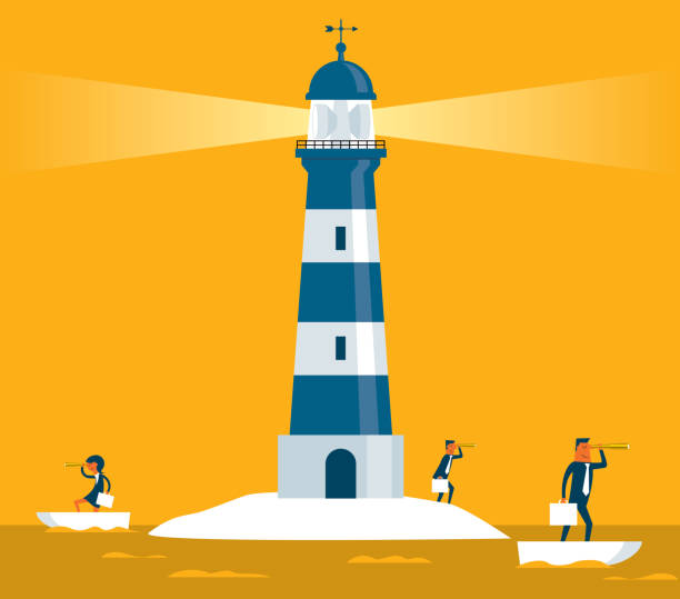 ilustrações, clipart, desenhos animados e ícones de farol - equipe de negócios - lighthouse