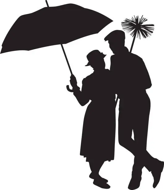 Vector illustration of Nanny And Chimney Sweep