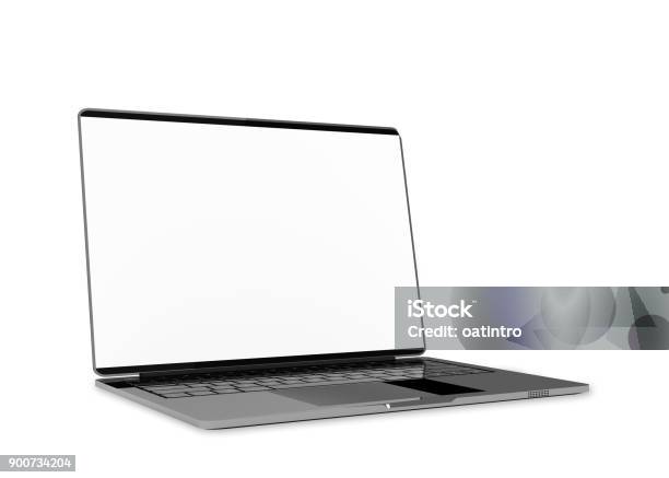 Colore Metallico Del Laptop Con Schermo Vuoto Isolato E Percorso Di Ritaglio - Fotografie stock e altre immagini di Computer portatile