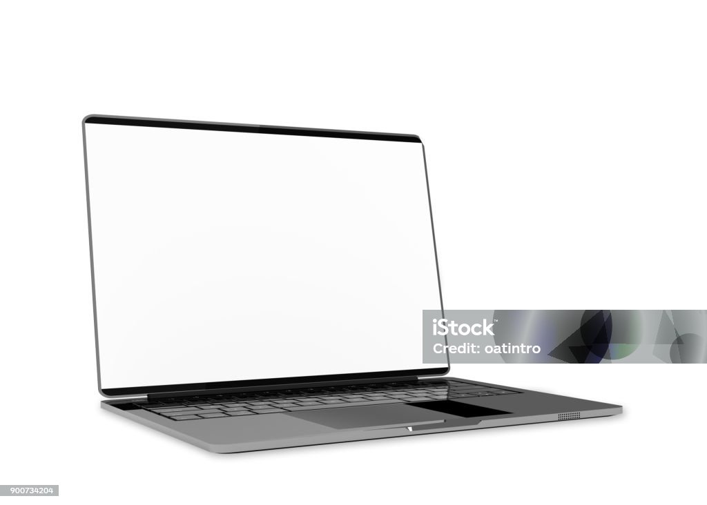 Laptop metallic color with blank screen isolated and clipping path Laptop metallic color with blank screen isolated and clipping path on white background. 3d render. Laptop Stock Photo