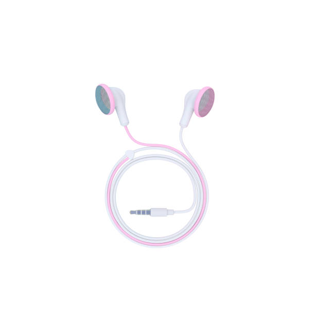 istock pink earphone isolated on white background and clipping path 900734254
