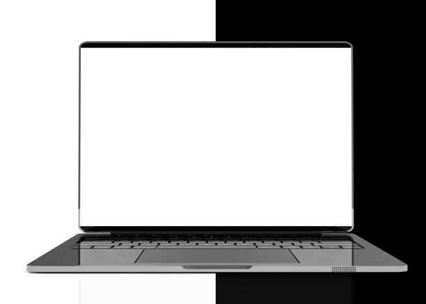 istock Laptop metallic color with blank screen isolated and clipping path 900734282