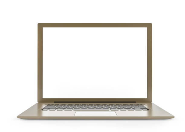 istock Laptop gold color with blank screen isolated and clipping path 900734284