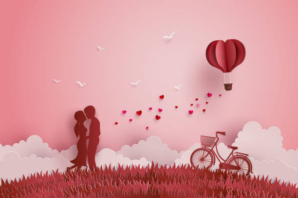 ilustrações de stock, clip art, desenhos animados e ícones de illustration of love and valentine day - vector valentine card craft valentines day