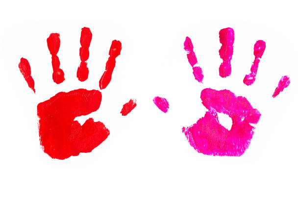 istock Handprints by children isolated on a white background 900746578