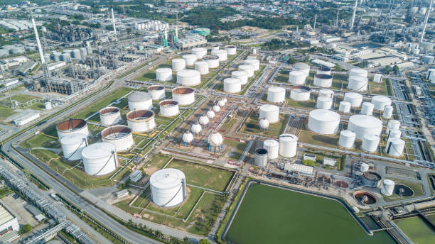 istock Aerial view oil refinery 900746942