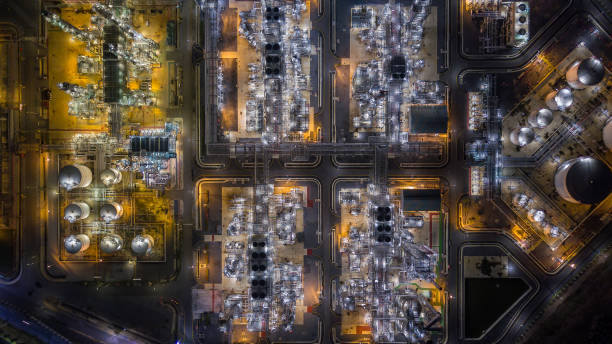 istock Aerial view oil refinery 900749280