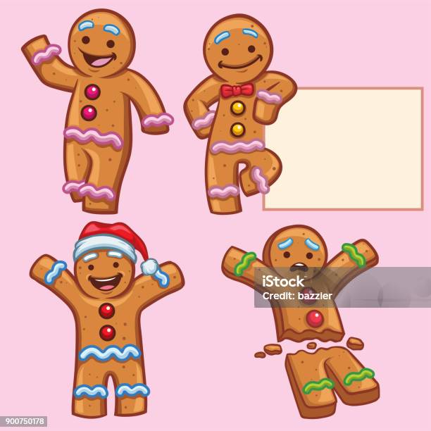 Ginger Bread Character Set Stock Illustration - Download Image Now - Gingerbread Man, Men, Group Of Objects