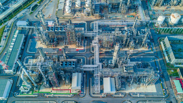 istock Aerial view oil refinery 900750234
