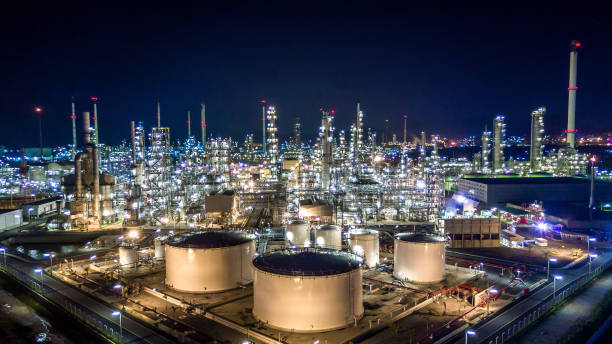 istock Aerial view oil refinery 900750354