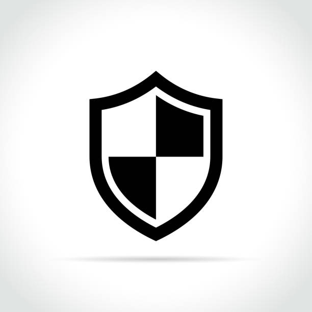 ilustrações de stock, clip art, desenhos animados e ícones de shield icon on white background - shielding