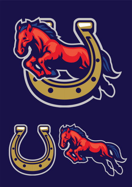 ilustraciones, imágenes clip art, dibujos animados e iconos de stock de mustang caballo mascota diseño conjunto - colts