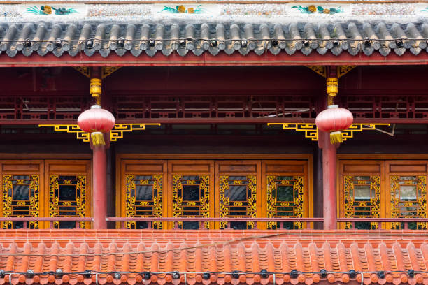 istock Chinese decorations with chinese lanterns on a traditional build 900753788