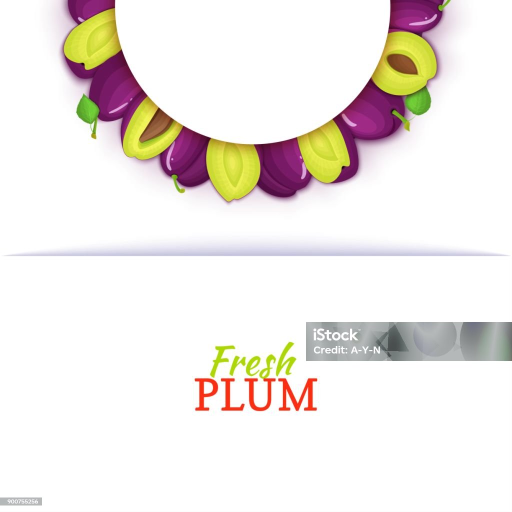 Plum Color Frame Semicircle Colored Frame Composed Of Delicious Plum Fruit Vector Card ...