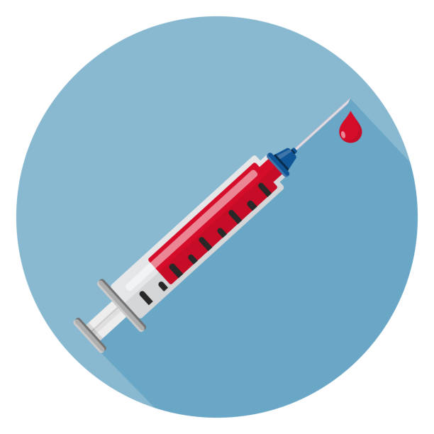 syringe Flat Designq syringe Icon blood testing stock illustrations