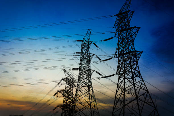 istock Substation equipment and dense lines, blue tone map. 900762392