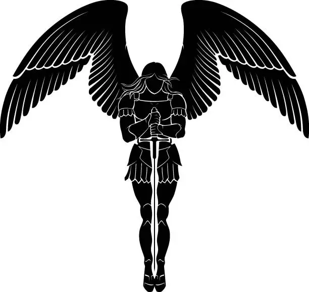 Vector illustration of Archangel Sword Meditate