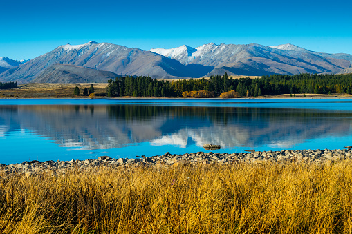 Autumn reflections in Lake Pukaki, New Zealand