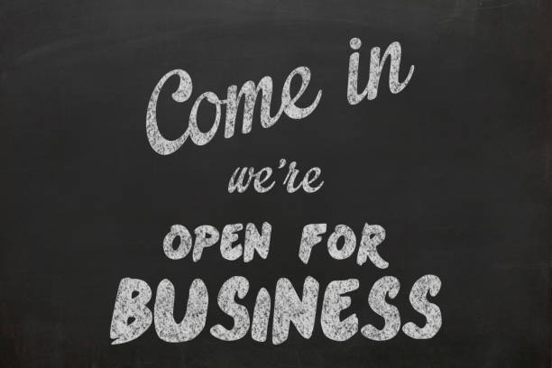 istock Shop open sign blackboard small business 900779306