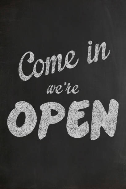 Shop open sign blackboard drawing