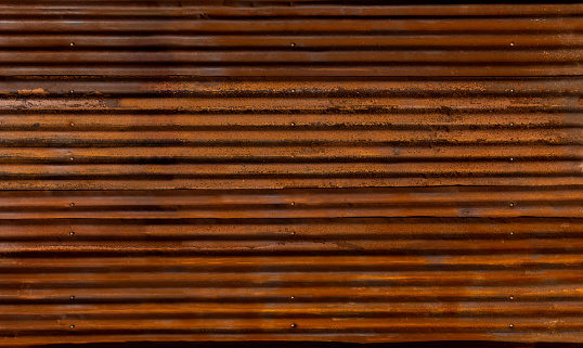 Corrugated zinc fence with old rusty surface brown for the background.