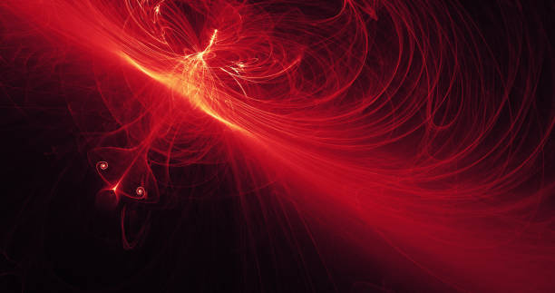 istock Red And Yellow Abstract Lines Curves Particles Background 900780118