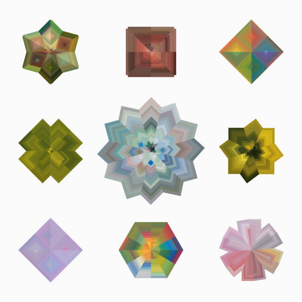 красочная коллекция символов цветочного узора - eps10 decoration transparent green stock illustrations