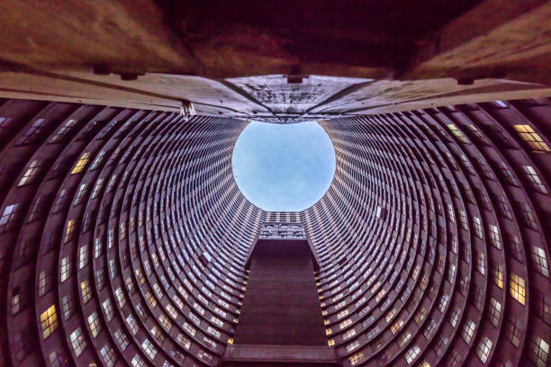 istock Circular building seen from the inside upward 900783952