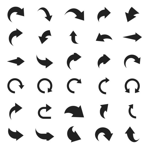 pfeilsymbol set - biegung stock-grafiken, -clipart, -cartoons und -symbole