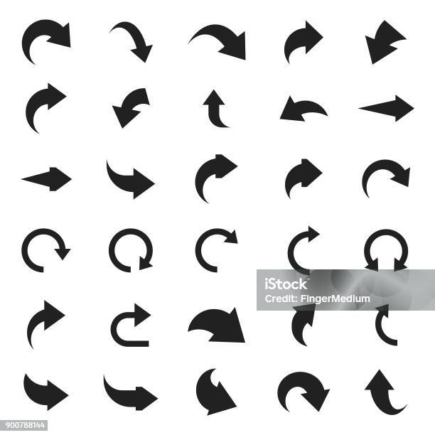 Arrow Icon Set Stock Illustration - Download Image Now - Arrow Symbol, Curve, Mouse Pointer