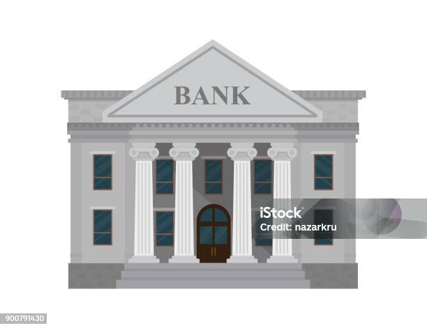 Bankgebäude Isoliert Auf Weißem Hintergrund Vektorillustration Flachen Stil Stock Vektor Art und mehr Bilder von Bank