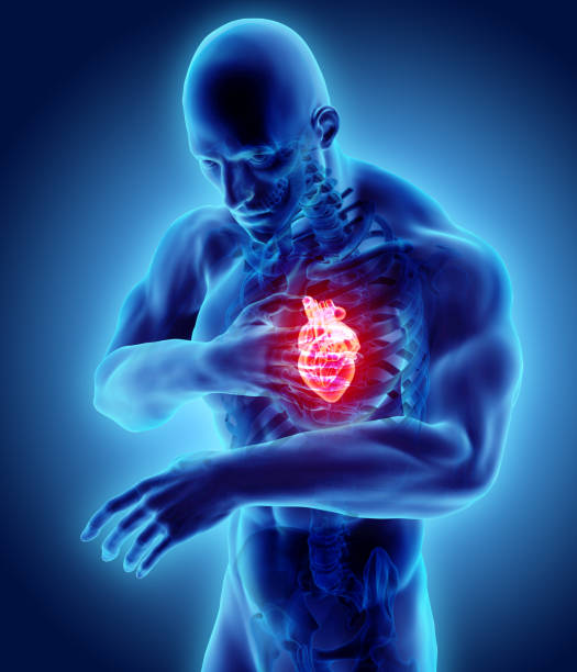 ilustración 3d de ataque al corazón humano. - human hand help pain heart attack fotografías e imágenes de stock