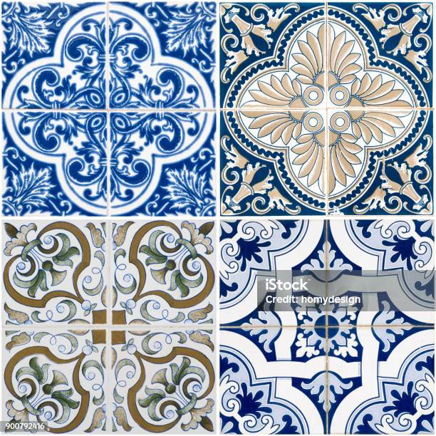 Vintage Ceramic Tiles Stock Photo - Download Image Now - Abstract, Architecture, Decoration