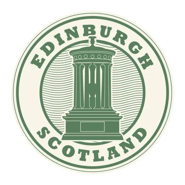 Vector illustration of Stamp or label with the name of Edinburgh, Scotland